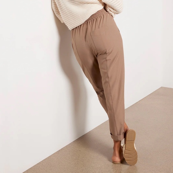 Varley Cypress Turn Up Stretch Twill Taupe Casual Neutral Relaxed Pants Small - Picture 3 of 11